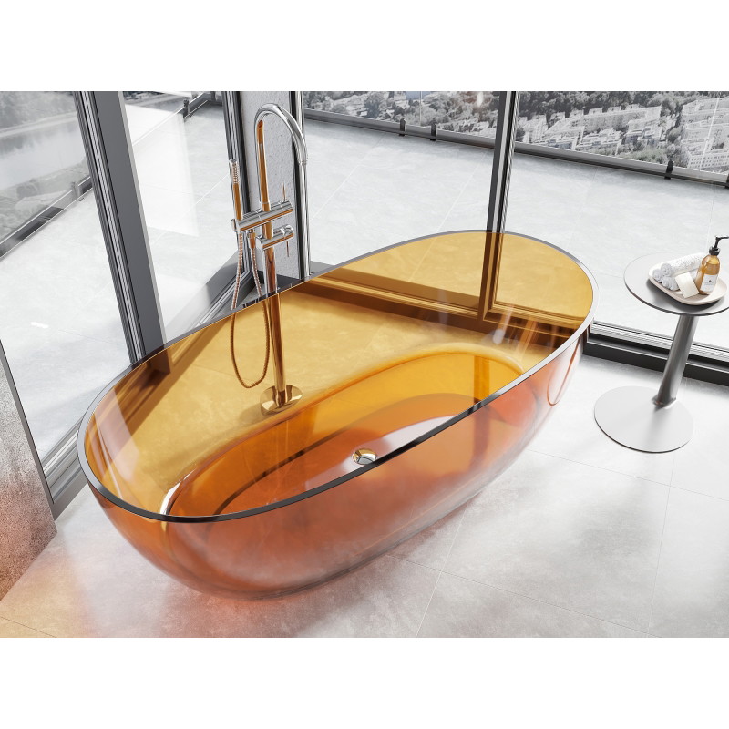 Mexen Pure skaidri laisvai pastatoma vonia 170 x 80 cm, rūdys, chrominė kamštis - 58071708006