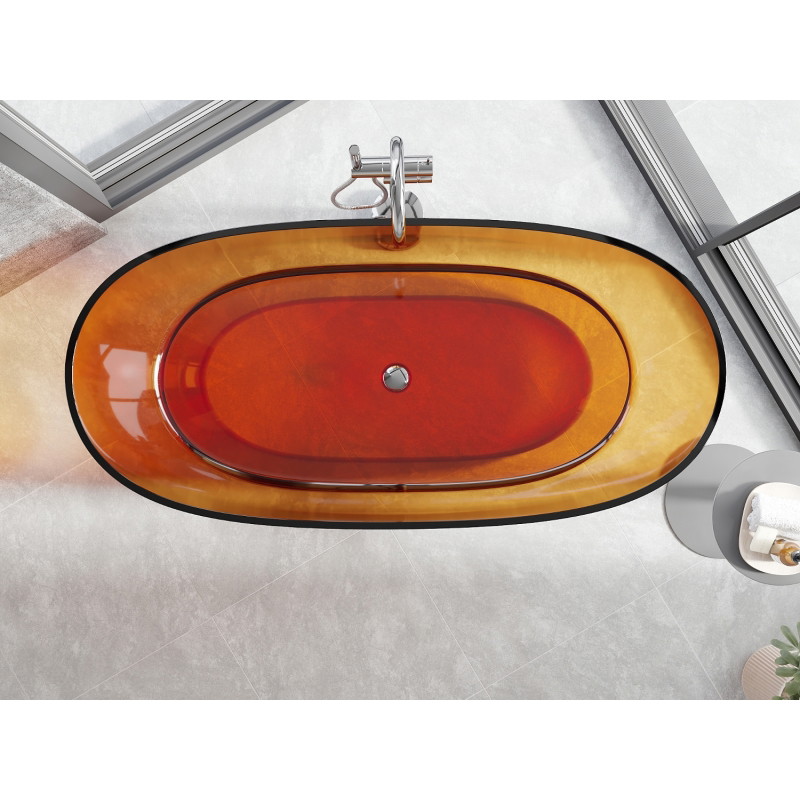 Mexen Pure skaidri laisvai pastatoma vonia 170 x 80 cm, rūdys, chrominė kamštis - 58071708006