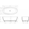 Mexen Pure laisvai pastatoma vonia, skaidri 170 x 80 cm, džinsas, chromuota išleidimo anga - 58071708007