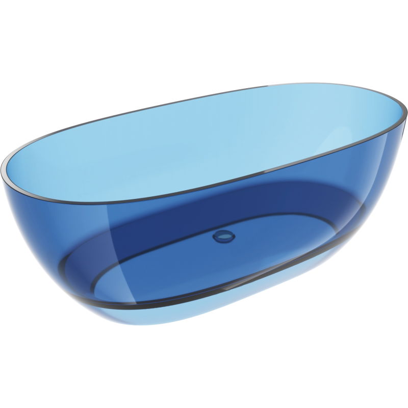 Mexen Pure džinsinė permatoma laisvai stovinti vonia 170 x 80 cm, chromuotas kamštis - 58071708007