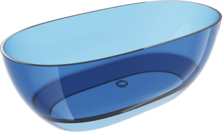 Mexen Pure džinsinė permatoma laisvai stovinti vonia 170 x 80 cm, chromuotas kamštis - 58071708007