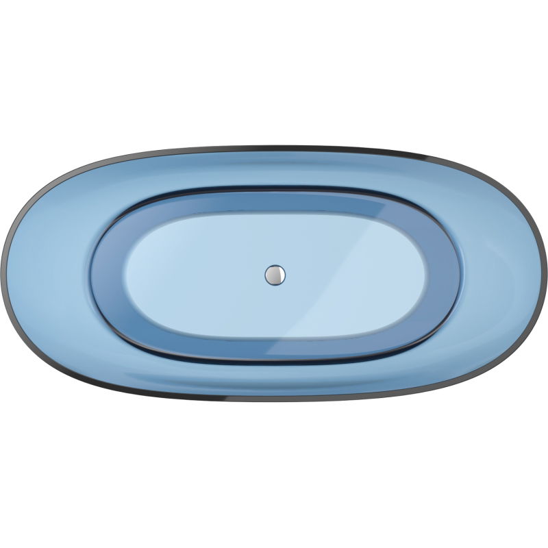 Mexen Pure džinsinė permatoma laisvai stovinti vonia 170 x 80 cm, chromuotas kamštis - 58071708007