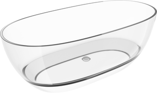 Mexen Pure skaidri laisvai stovinti vonia permatoma 170 x 80 cm, chromuota kamštis - 58071708008