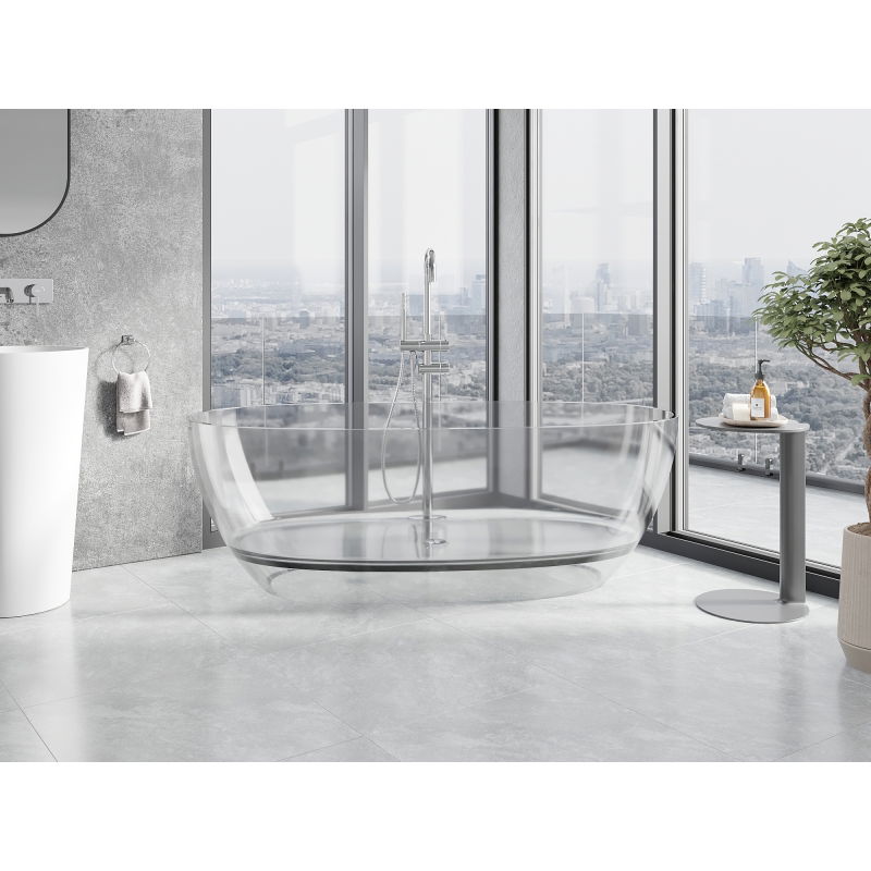 Mexen Pure skaidri laisvai stovinti vonia permatoma 170 x 80 cm, chromuota kamštis - 58071708008