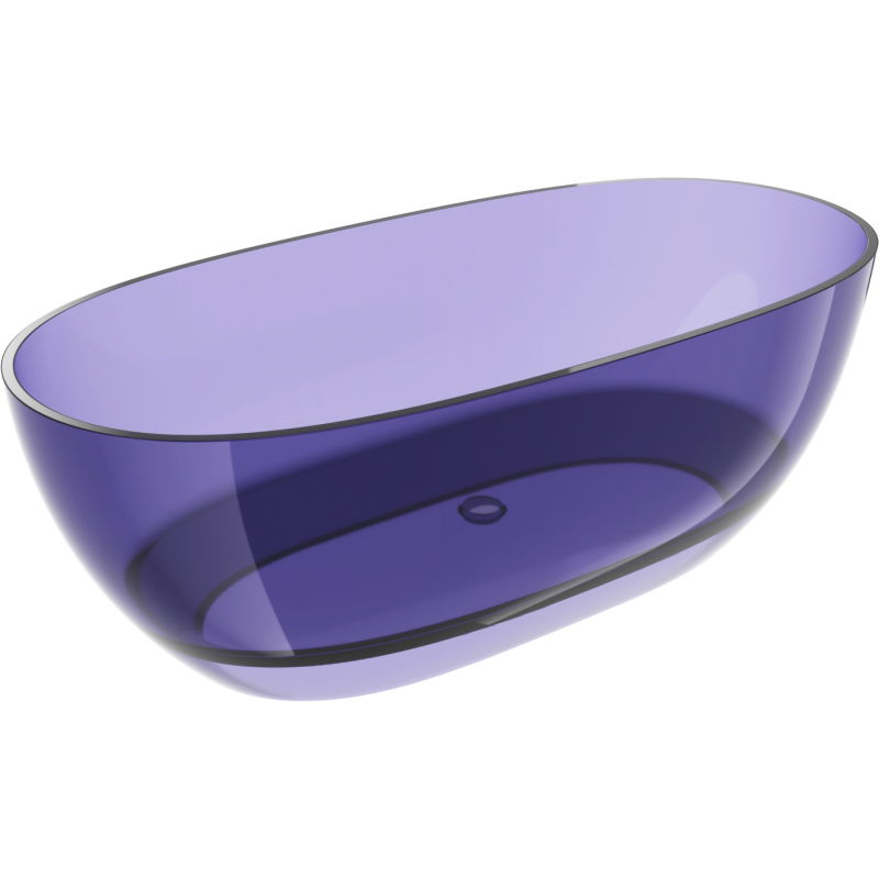 Mexen Pure tamsaus skalūno mėlynumo laisvai stovinti permatoma 170 x 80 cm vonia, chromuotas kamštis - 58071708010