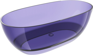 Mexen Pure tamsaus skalūno mėlynumo laisvai stovinti permatoma 170 x 80 cm vonia, chromuotas kamštis - 58071708010