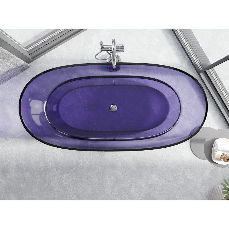 Mexen Pure permatoma laisvai stovinti vonia 170 x 80 cm, tamsi skalūnų mėlyna, chromuota kamštis - 58071708010