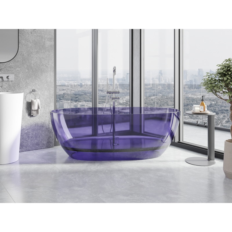 Mexen Pure permatoma laisvai stovinti vonia 170 x 80 cm, tamsi skalūnų mėlyna, chromuota kamštis - 58071708010