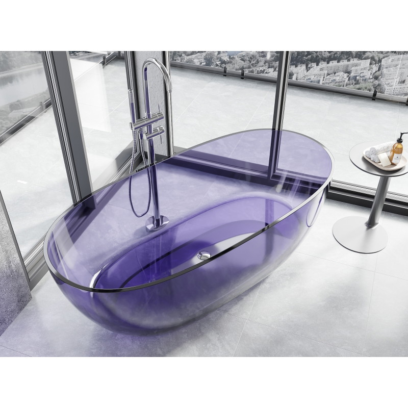 Mexen Pure permatoma laisvai stovinti vonia 170 x 80 cm, tamsi skalūnų mėlyna, chromuota kamštis - 58071708010
