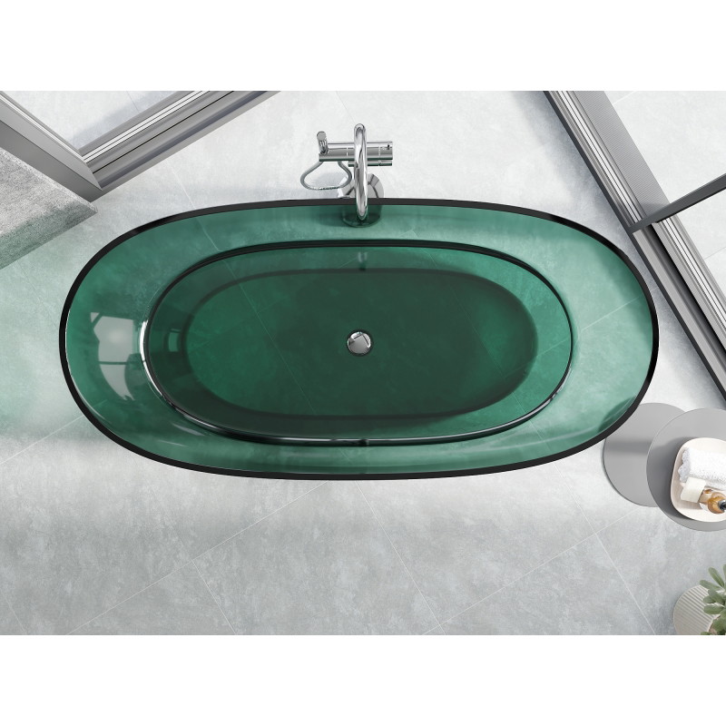 Mexen Pure laisvai stovinti vonia, skaidri, 170 x 80 cm, turkio, chromuota kamštis - 58071708011