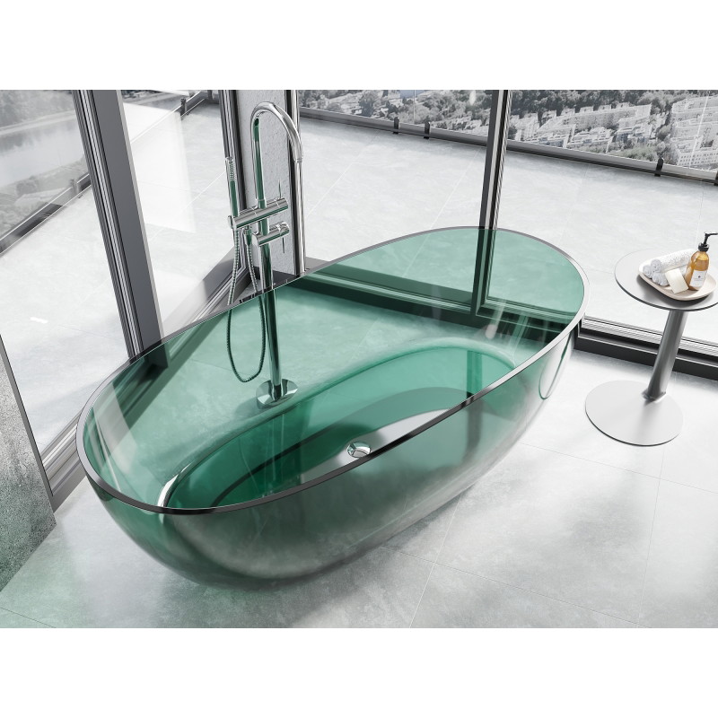 Mexen Pure laisvai stovinti vonia, skaidri, 170 x 80 cm, turkio, chromuota kamštis - 58071708011