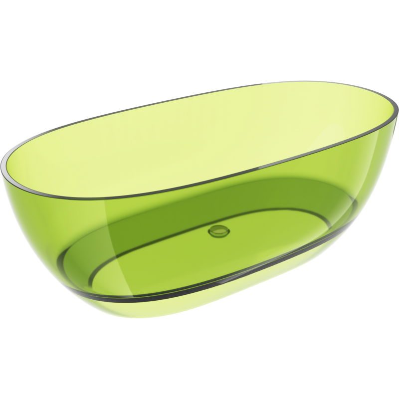 Mexen Pure lime laisvai stovinti permatoma vonia 170 x 80 cm, chromuotas kamštis - 58071708012
