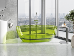 Mexen Pure lime laisvai stovinti permatoma vonia 170 x 80 cm, chromuotas kamštis - 58071708012