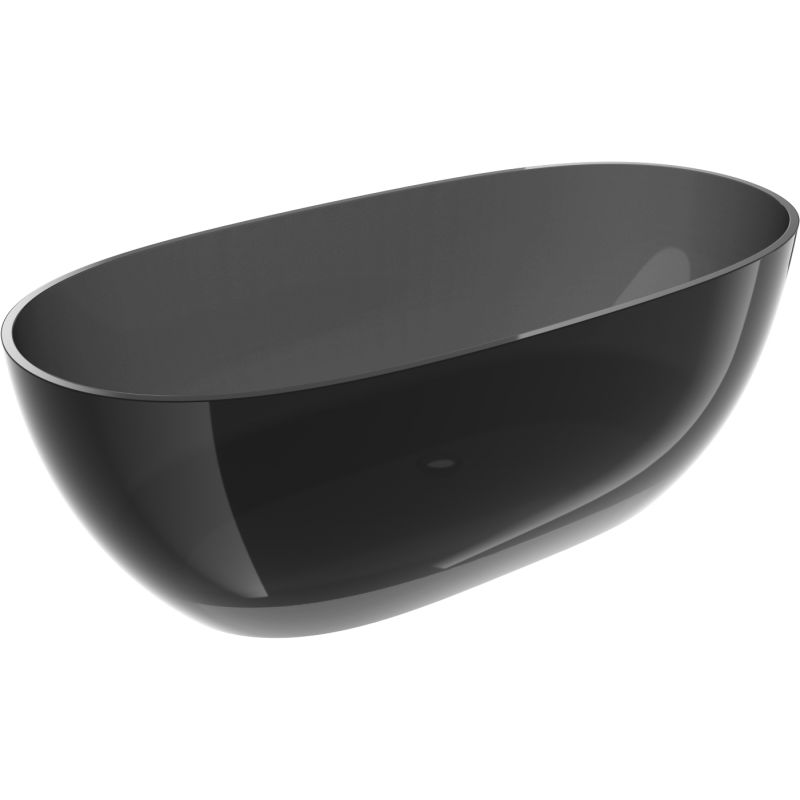 Mexen Pure juoda laisvai stovinti permatoma vonia 170 x 80 cm, chromuotas kamštis - 58071708013