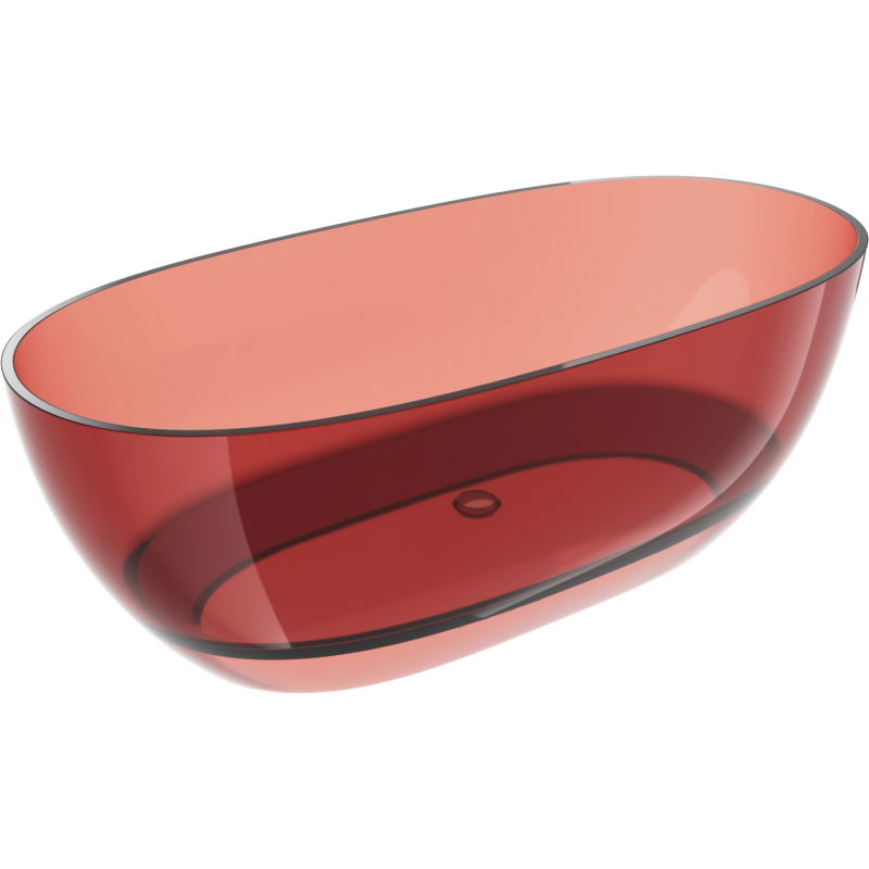 Mexen Pure rožinė laisvai statoma vonia permatoma 170 x 80 cm, chromuotas kamštis - 58071708014