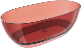 Mexen Pure rožinė laisvai statoma vonia permatoma 170 x 80 cm, chromuotas kamštis - 58071708014