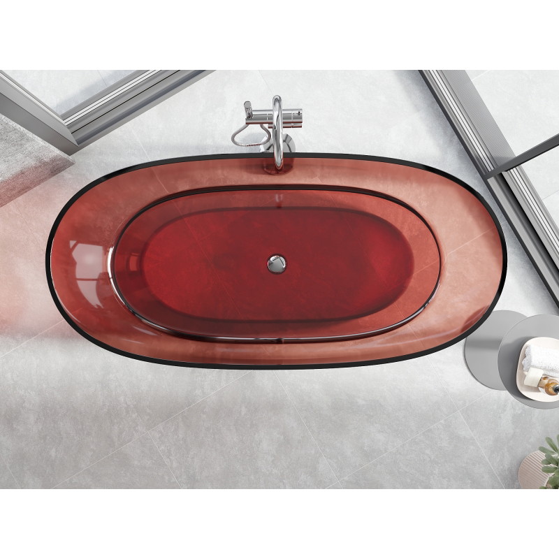 Mexen Pure Laisvai stovima skaidri vonia 170 x 80 cm, rožinė, chromuotas kamštis - 58071708014
