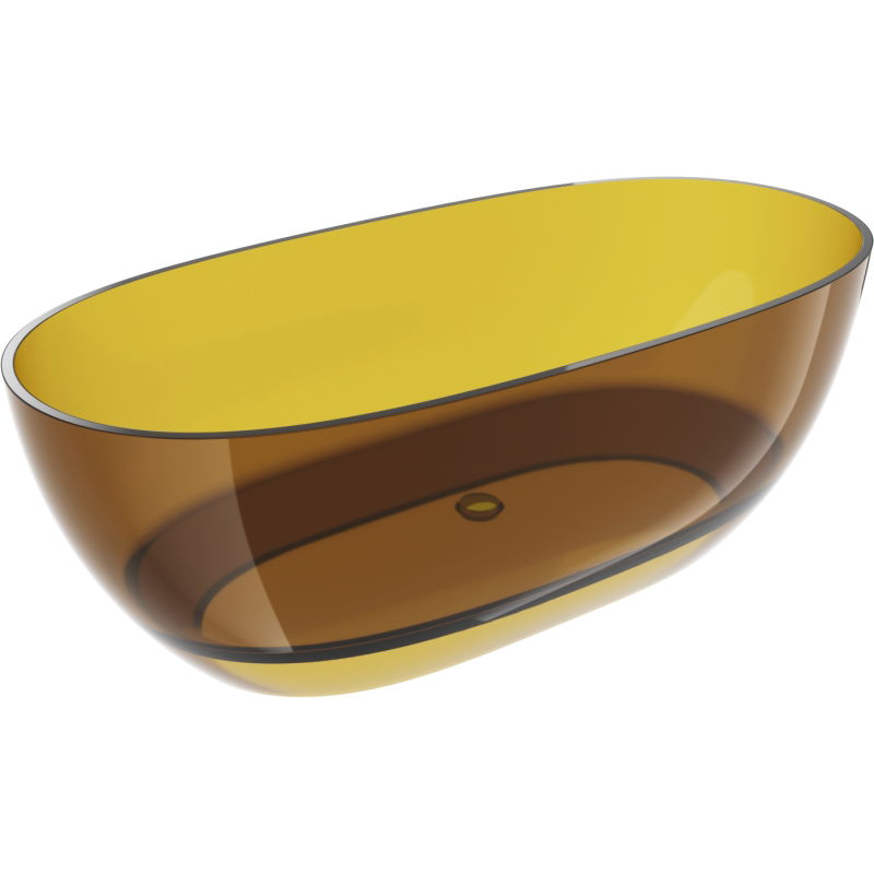 Mexen Pure medaus spalvos laisvai stovinti vonia permatoma 170 x 80 cm, chromuotas nutekėjimo kamštis - 58071708015