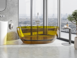 Mexen Pure medaus spalvos laisvai stovinti vonia permatoma 170 x 80 cm, chromuotas nutekėjimo kamštis - 58071708015