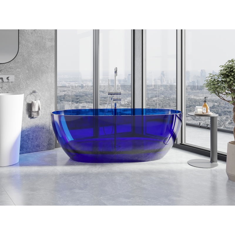 Mexen Pure safyro laisvai stovinti vonia permatoma 170 x 80 cm, chrominis uždarymas - 58071708016