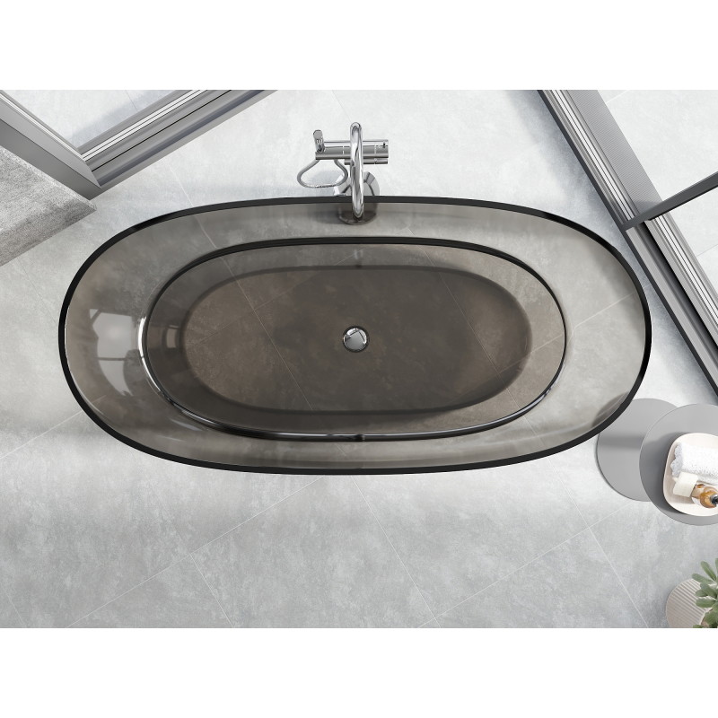 Mexen Pure skaidri 170 x 80 cm bronzinė laisvai pastatoma vonia, chromuotas kamščio dangtelis - 58071708018