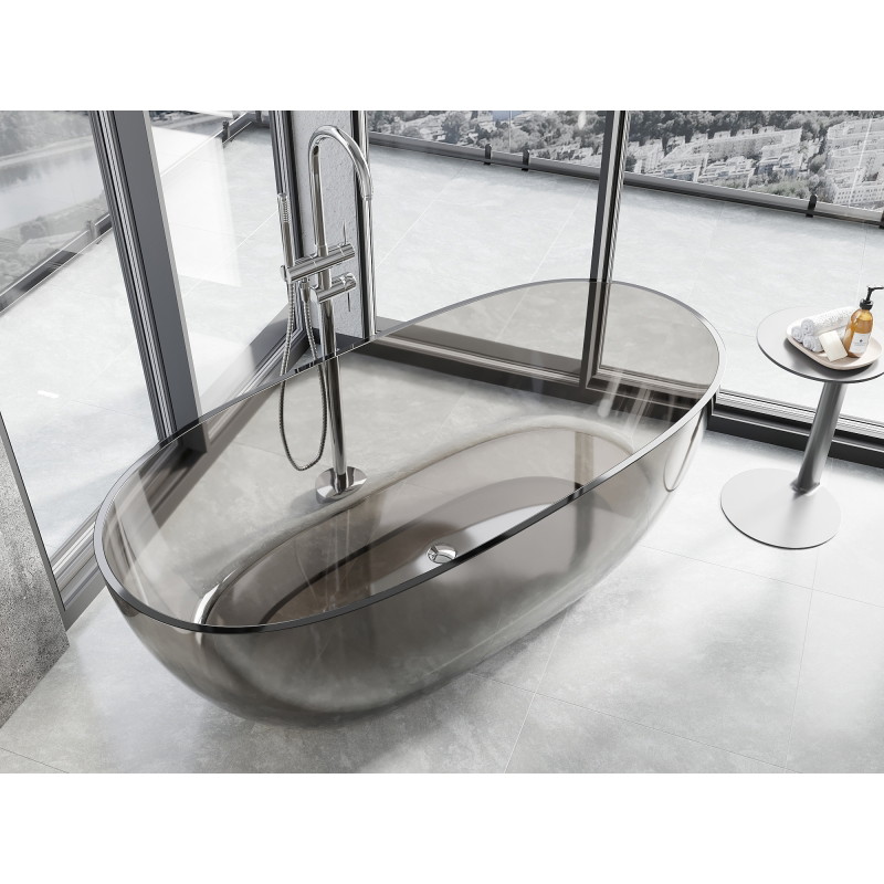 Mexen Pure skaidri 170 x 80 cm bronzinė laisvai pastatoma vonia, chromuotas kamščio dangtelis - 58071708018