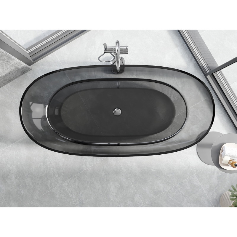 Mexen Pure pavienio pastatymo vonia, permatoma 170 x 80 cm, dūminė, chromuota dangtis - 58071708019