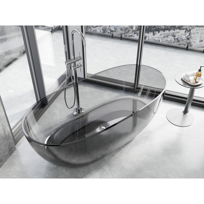 Mexen Pure pavienio pastatymo vonia, permatoma 170 x 80 cm, dūminė, chromuota dangtis - 58071708019