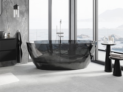 Mexen Orax juoda laisvai stovinti vonia skaidri 170 x 80 cm, chromuotas kamštis - 58081708013