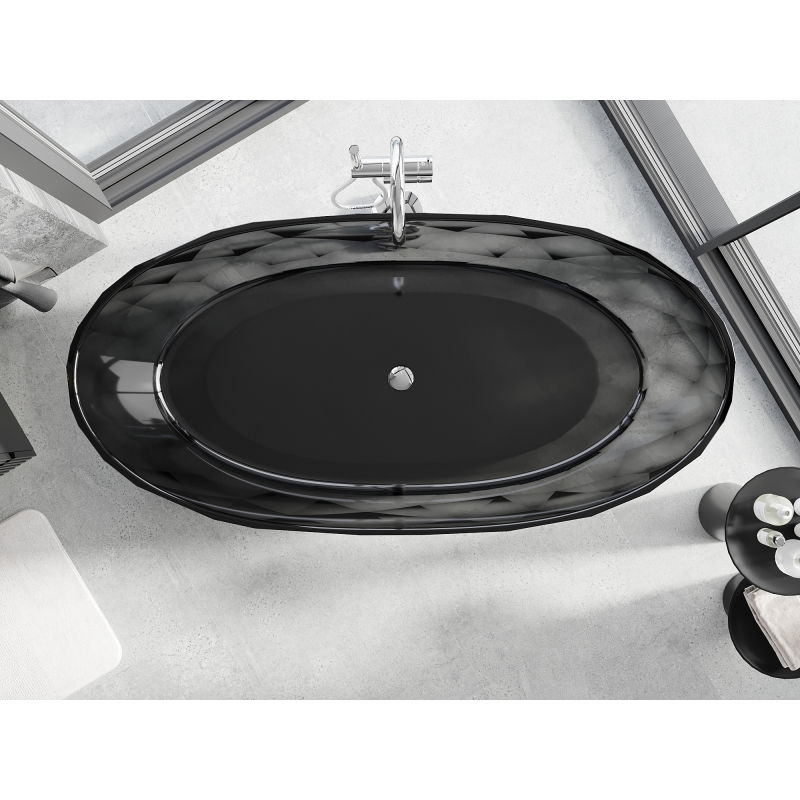 Mexen Orax juoda laisvai stovinti vonia skaidri 170 x 80 cm, chromuotas kamštis - 58081708013