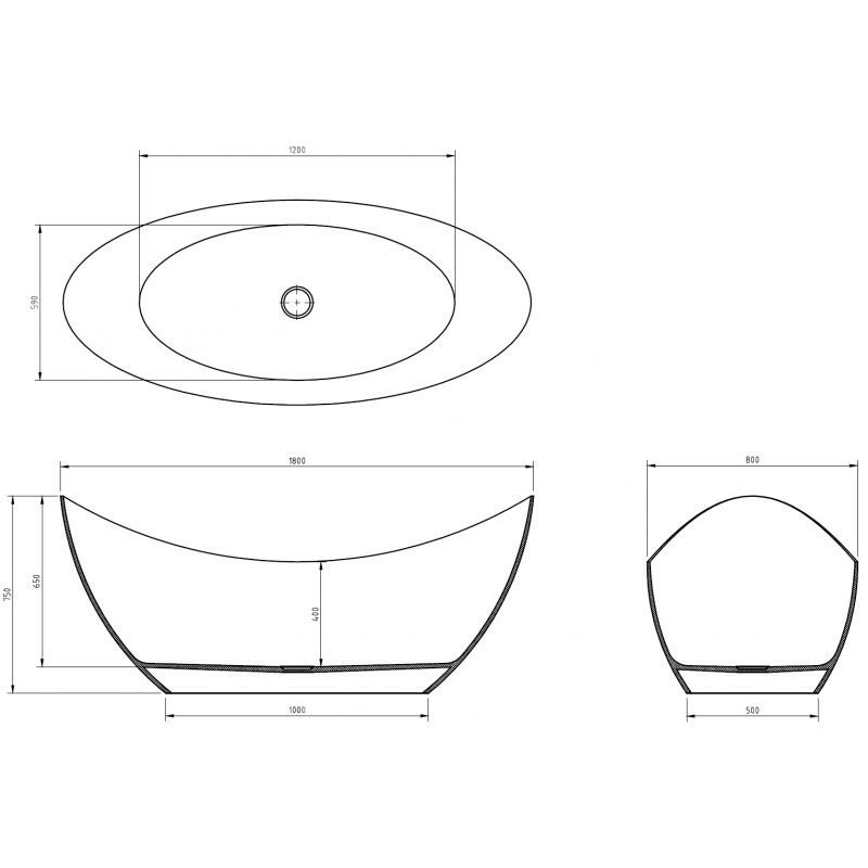 Mexen Vea juoda laisvai stovinti skaidri vonia 180 x 80 cm, chrominė išleidimo anga - 58091808013