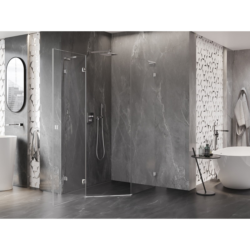 Mexen Lunar L penkiakampė kairinė pakreipiama dušo kabina 80 x 90 cm, skaidri, chromas - 831L-080L-090P-01-00-L