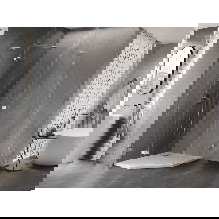 Mexen Lunar L kairias dušo kabina penkiakampė, kairė 80 x 100 cm, skaidri, chromas - 831L-080L-100P-01-00-L