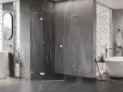 Mexen Lunar L penkiakampė dušo kabina, atveriama kairė 80 x 100 cm, permatoma, chromuota - 831L-080L-100P-01-00-L