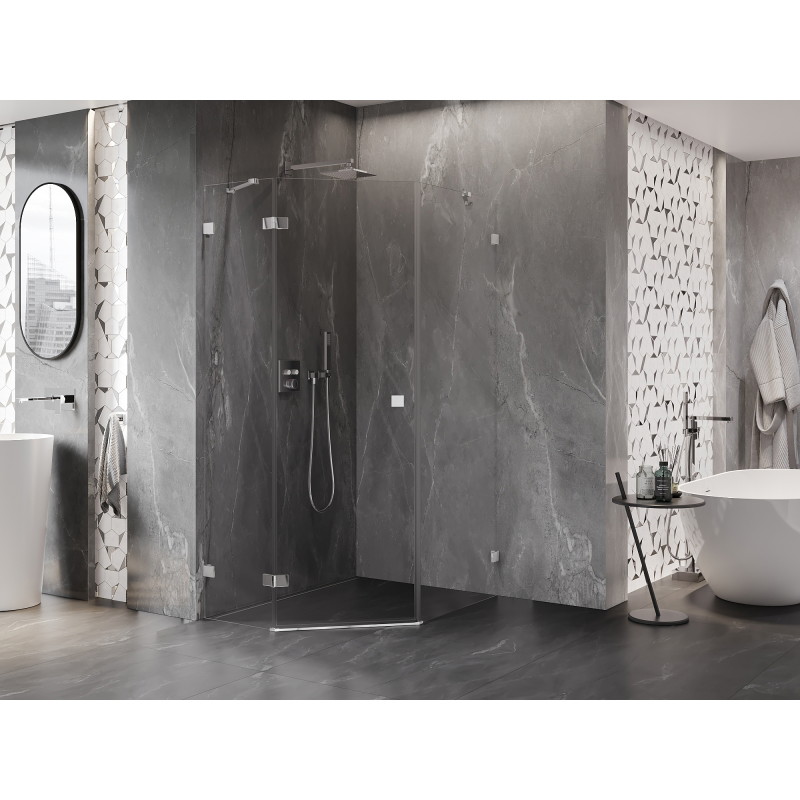 Mexen Lunar penkiakampė dušo kabina su kairinėmis varstomomis durimis 80 x 90 cm, skaidri, chrominė - 831-080L-090P-01-00-L