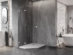 Mexen Lunar penkiakampė pakreipiama dušo kabina kairė 80 x 100 cm, skaidri, chromuota - 831-080L-100P-01-00-L