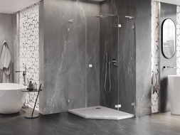 Mexen Lunar L penkiakampė dešinioji dušo kabina 90 x 100 cm, skaidri, chromas - 831L-090P-100L-01-00-P