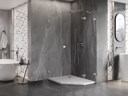 Mexen Lunar dešimties pusių šarnyrinė dušo kabina, 90 x 100 cm, skaidri, chromuota - 831-090P-100L-01-00-P