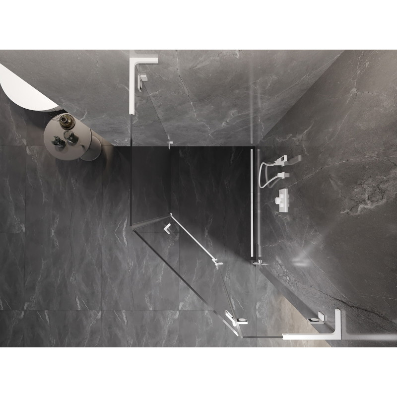 Mexen Lunar L penkiakampė dešinioji dušo kabina 80 x 90 cm, permatoma, balta - 831L-080P-090L-20-00-P