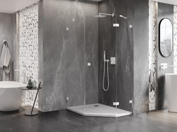 Mexen Lunar penkiakampė dušo kabina, dešinė, 80 x 90 cm, skaidri, balta - 831-080P-090L-20-00-P