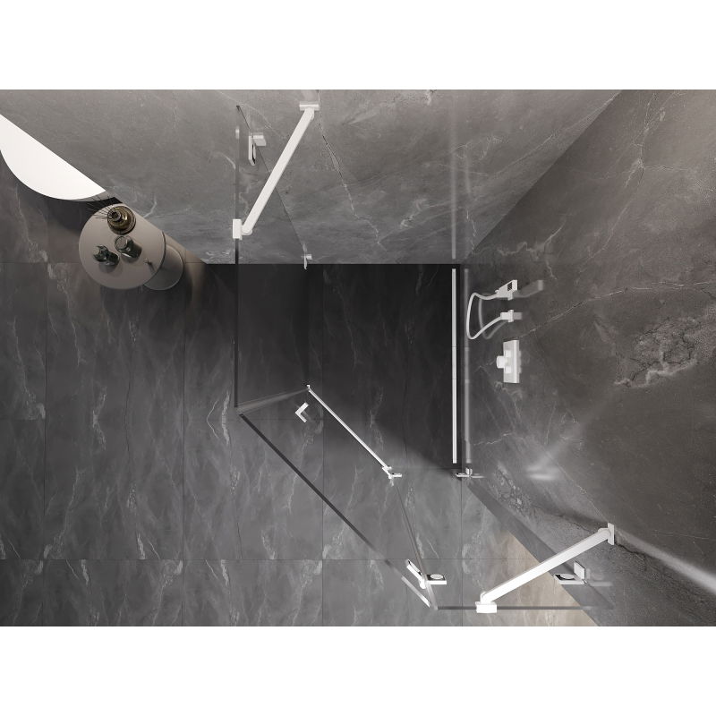 Mexen Lunar penkiakampė dušo kabina šarnyrinė dešinė 80 x 100 cm, skaidri, balta - 831-080P-100L-20-00-P