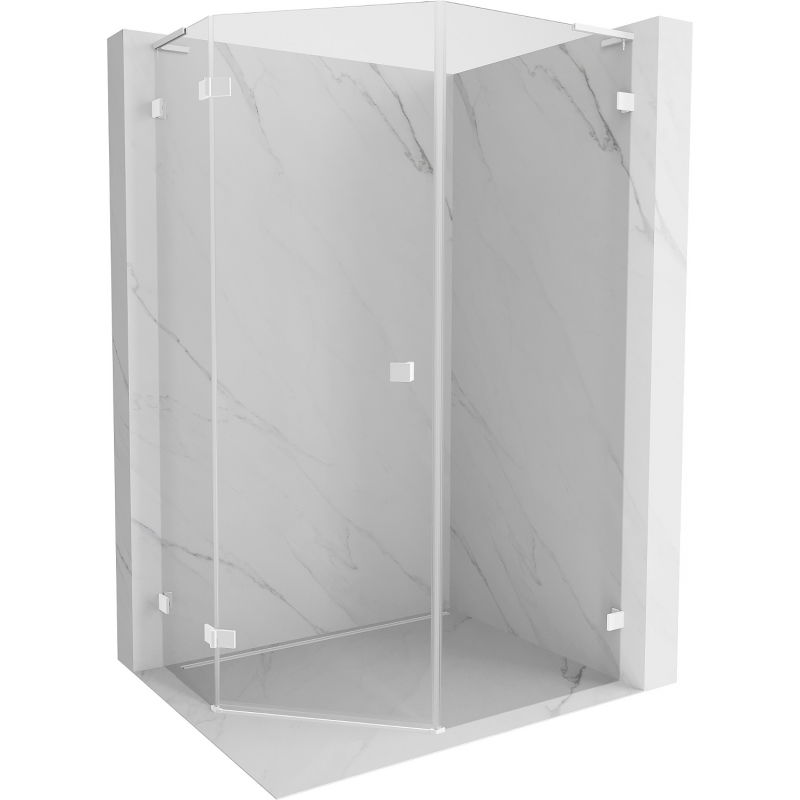 Mexen Lunar L penkiakampis dušo kabina, atveriama kairiai 80 x 90 cm, permatoma, balta - 831L-080L-090P-20-00-L