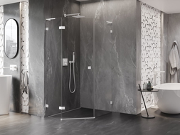 Mexen Lunar L penkiakampė dušo kabina, atveriama, kairė 80 x 90 cm, skaidri, balta - 831L-080L-090P-20-00-L