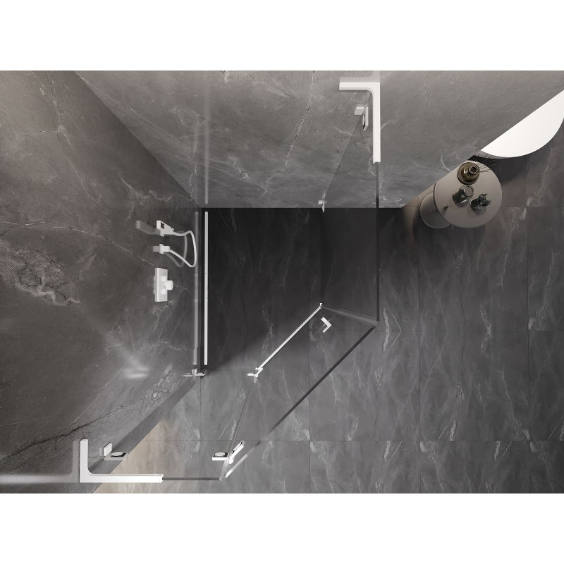 Mexen Lunar L penkiakampė dušo kabina, vyriama kairė 90 x 100 cm, skaidri, balta - 831L-090L-100P-20-00-L