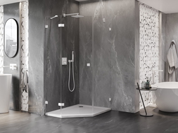 Mexen Lunar penkiakampė atveriama dušo kabina kairė 80 x 90 cm, skaidri, balta - 831-080L-090P-20-00-L