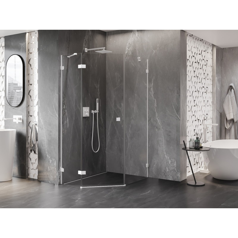 Mexen Lunar penkiakampė dušo kabina, atveriama, kairė 80 x 100 cm, skaidri, balta - 831-080L-100P-20-00-L