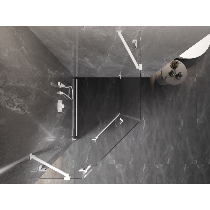 Mexen Lunar penkiakampė dušo kabina, atveriama, kairė 80 x 100 cm, skaidri, balta - 831-080L-100P-20-00-L