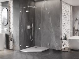 Mexen Lunar penkiakampė dušo kabina, varstoma kairė 90 x 100 cm, skaidri, balta - 831-090L-100P-20-00-L