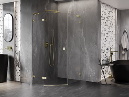 Mexen Lunar L penkiakampė dušo kabina, varstoma kairinė, 80 x 100 cm, skaidri, auksinė - 831L-080L-100P-50-00-L