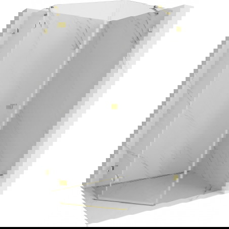 Mexen Lunar penkiakampė dušo kabina su atveriamomis durimis kairėje 80 x 90 cm, skaidri, auksinė - 831-080L-090P-50-00-L